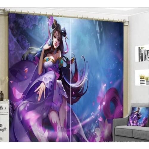 The queen of the game Curtains Luxury Blackout 3D Window Curtain living room Bedroom decorate Cortina Drapes Rideaux pillowcase