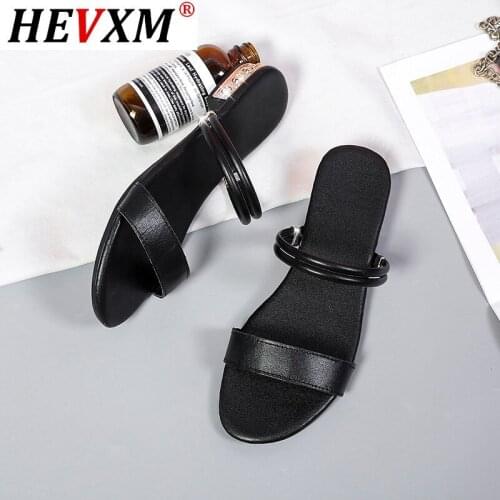2020 New Black Slippers Fashion Flat Shoes Women Mule Sandal Open Toe Flat Casual Slides Summer Outdoor Beach Talon Femme