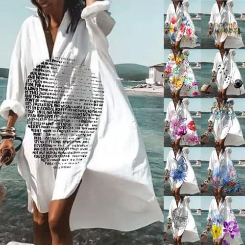 WomenS Dress Autumn Long Sleeve Printed Loose Large Size Village Dress Mid-Length Dress High Quality All-Match платье летнее 50