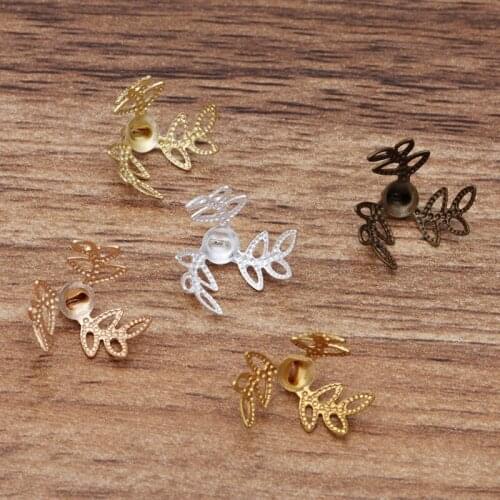 200 Pieces/Lot 10 mm Metal Copper Filigree Flower End Cap Connector Charms DIY For Jewelry Findings