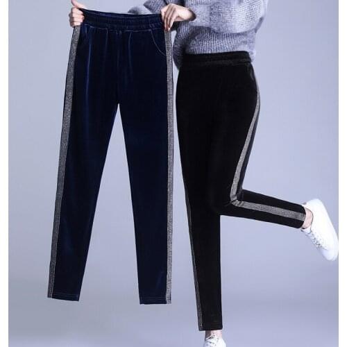 2021 Korean Plus Velvet Harem Pants Winter Women Pants Elastic Waist Casual FemaleTrousers Plus Size S-5xl