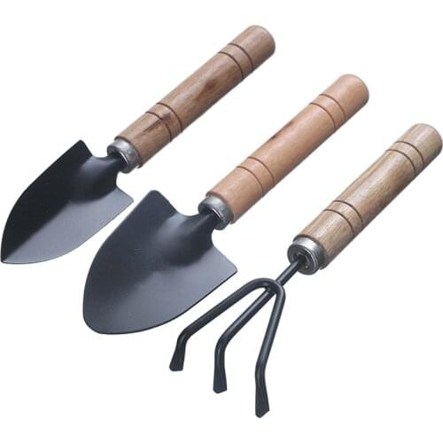 3pcs/set Shovel Rake Set Wooden Handle Metal Head Shovel For Flowers Potted Plants Mini Garden Tool Seed Disseminators