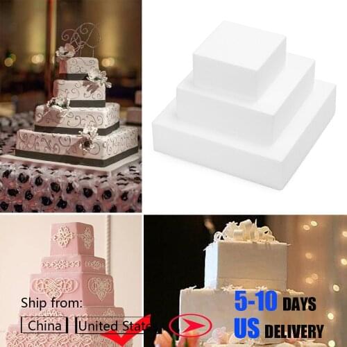 4/6/8/ inch Sugar Craft Kitchen Party DIY Practice Model Square Cake Dummy Modelling Cake Foam Mould Styrofoam Party Decorations