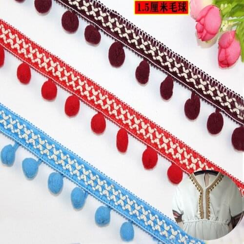 5Yards Ethnic Embroidered Webbing Fabric Tassel Hair Ball For Curtain Pillow DIY Handcraft Apparel Sewing Headwear Decorative