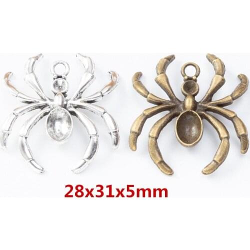 50pcs 28*31MM Antique silver color spider charms vintage alloy metal pendants for bracelet earring necklace diy jewelry making