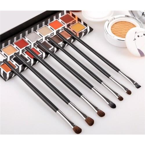 1/7pcs Eyeshadow Brush Set Black Pro Eye Shadow Blending Brush Horse Hair Makeup Brushes Eyebrush Set For Beauty Cosmetic Tools