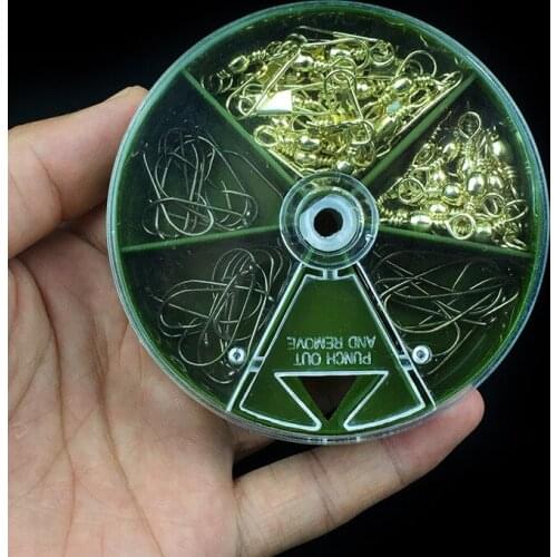 73pcs rotary pin connector tidal hook sleeve with single hook 8-shaped ring made fishing tackle grip swivel latch hooks