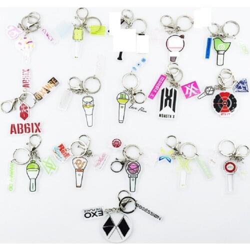 KPOP Acrylic Key Chain Keyring NCT TWICE EXO Fans Keyring Key Holder Creative Jewelry Bags Pendant For Women Charm Accessories