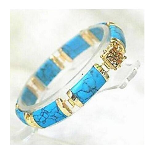 Pretty Blue Turquoise Fortune Lucky "Fu" Link Bracelet 7.5"