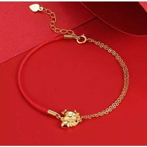 Lo Paulina S925 Lucky OX Red Bracelet Chinese Zodiac With AAA Zircon For Children Mothers Day New Year Gifts Joyas Wholesale