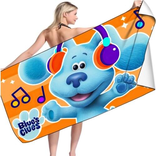 Cute Dog Blues Clues Quick Dry Beach Towel Microfiber Face Washcloth Washrag Swimming Surfing Bath Towels