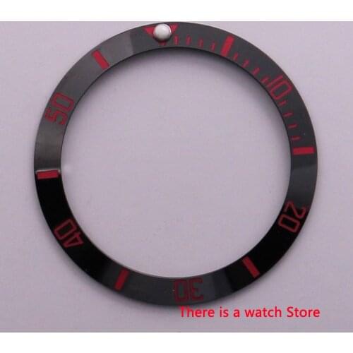 38mm ceramic bezel insert black with red marks luminous dot fit 40mm watch case SUB Automatic mens watch