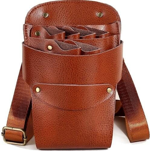 Black Brown Hairdresser Leather Holster Nylon Belt Barber Scissor Shear Organizer Salon Stylist Peg Groomer Waist Tool Bag H7