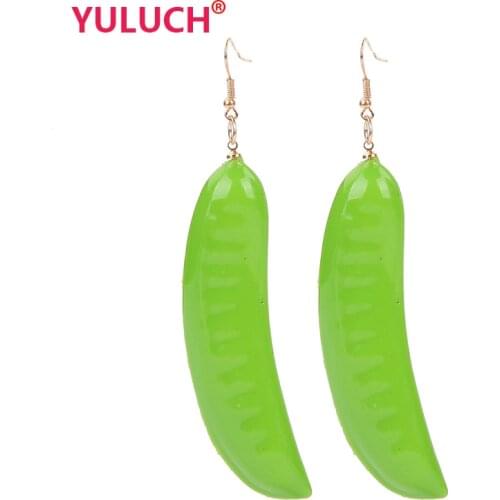 YULUCH Designer Vegetable Department Design Plastic Beans Fresh Earrings for Fashion Hip Hop Novelty Women Pop Earrings Jewelry