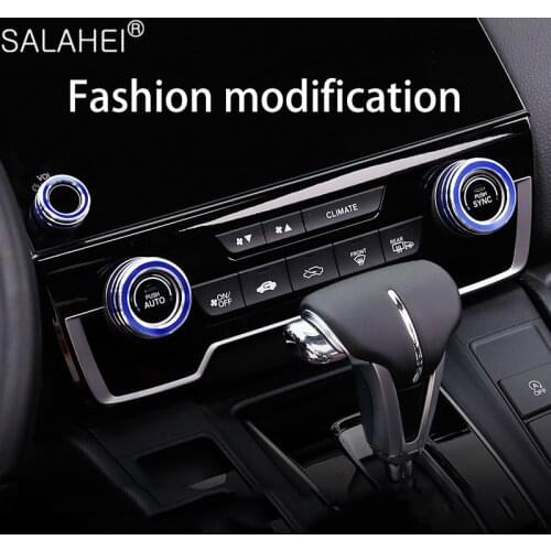 For Honda CRV 17-19 3Pcs Air Conditioning Audio Outlet Knob Circle Cover Central Control Strip Sticker Car Decorative Trim Rings