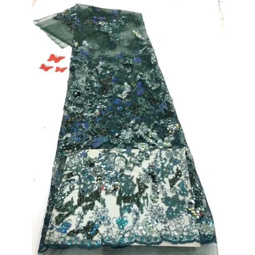 French Nigeria sequin lace fabric 2020 high-quality African lace fabric wedding French tulle lace dress D3755