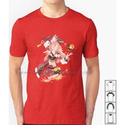 Yanfei ( Genshin Impact ) T Shirt 100% Cotton Yanfei Genshin Impact Game Pc Ps4 Mihoyo Fire Pyro Creative Trending Vintage Cool
