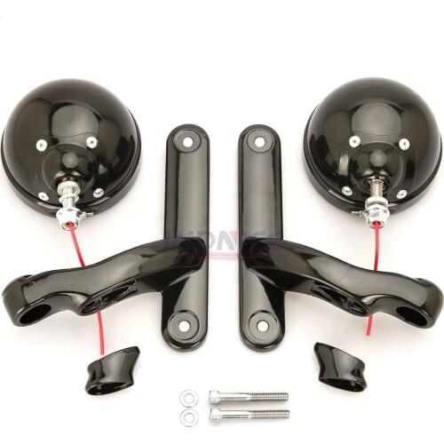 Gloss black Auxiliary light fog lamp housing bracket for harley street electra glide road king LED 4.5'' fog light outers