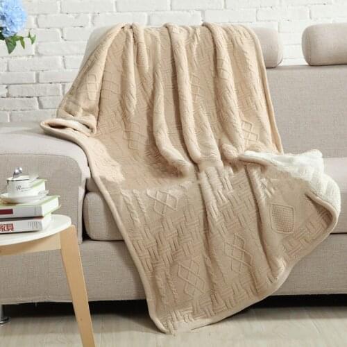 CHAUSUB Double Knitted Blankets Sheets Custom Models Winter Home Sofa Wool Blanket Europe Leisure Cotton Throw Blanket Bedding