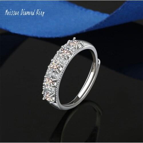 Row Ring Half Circle Luxury 5 Moissanite Row Ring Wedding Ring Couple Ring S925 Sterling Silver Row Ring Female Jewelry Ring