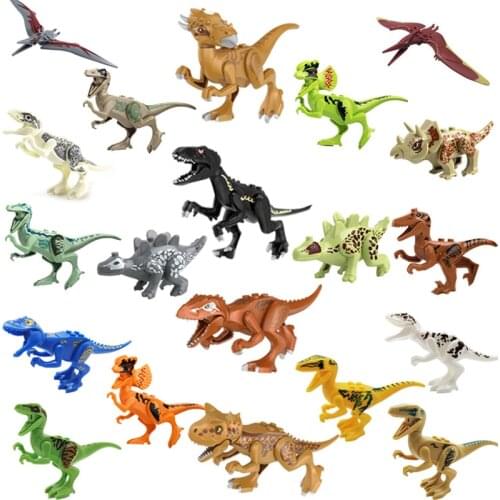 Jurassic Dinosaur World Building Blocks Series Velociraptor T-Rex Triceratops Assembles Figure Bricks Compatible Technic Bricks