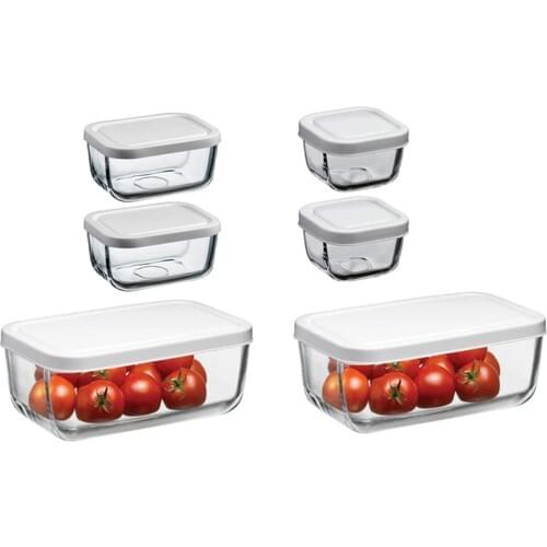 Pasabahce Snowbox 6 Piece White Cover Storage Container