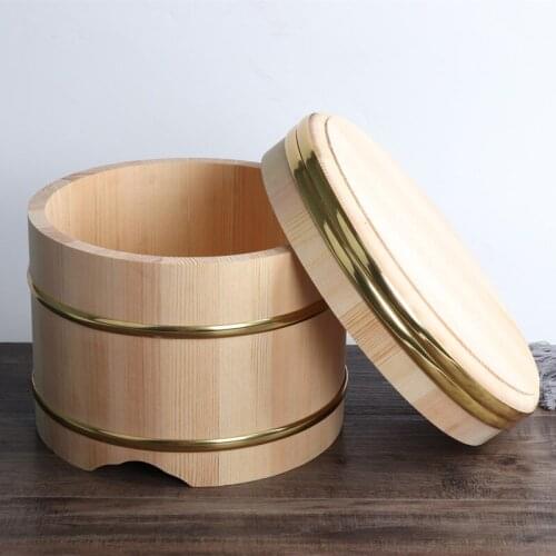 Korean food Japanese style copper edge basin big bowl basin sashimi sushi shop rice dish wooden mixing rice barrel lid cover