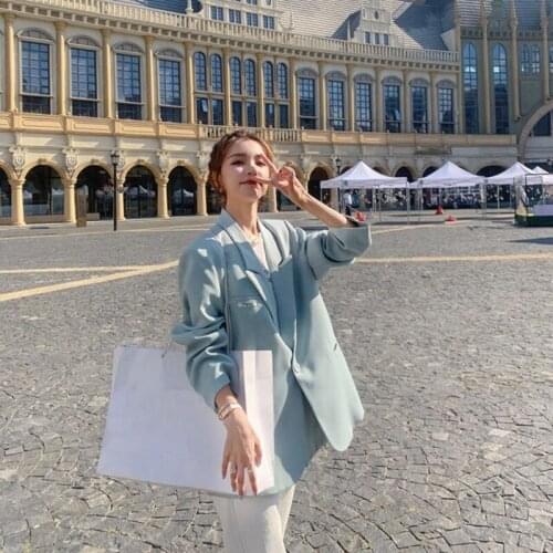 Korean Spring Autumn Slim Short Small Suit Coat For Women 2021 Fashion Loose Temperament Solid Color Trench Coat Two-Piece Suit