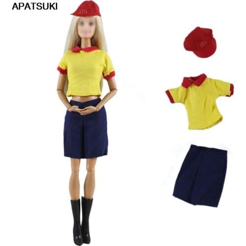 1set Waitress Cosplay Costume Fashion Doll Clothes For Barbie Doll 1/6 Doll Accessories For Barbie Doll Clothes Outfits Kids Toy