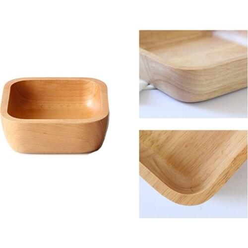 Square Wood Bowl,Salad Bowl,Plate/Snack Dessert Serving/Dishes Food Wooden Container,Wood Tableware