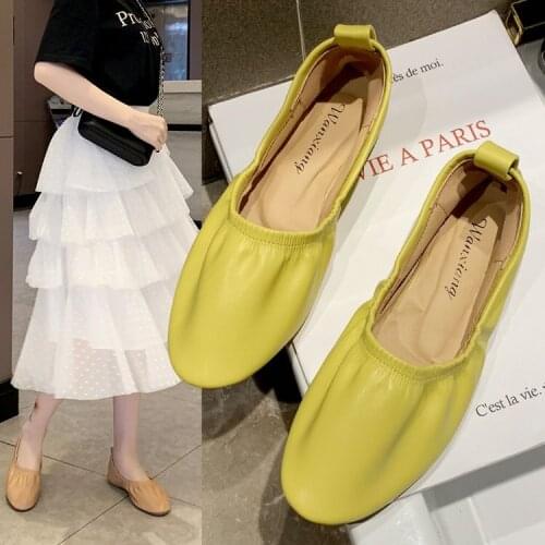 Foldeable Soft Sole Shoes Woman PU Leather Flats Spring Loafers Female Stretch Slip On Moccasins Comfy Espadrilles Women Ballets