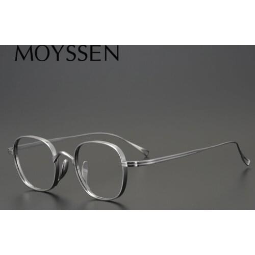 Moyssen Brand Design Retro Handmade Pure Titanium Eyeglasses Men Optical Prescription Glasses Frame Women Round Lenses Eyewear