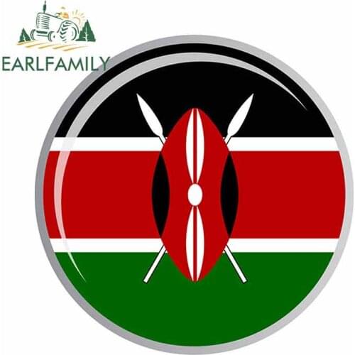 EARLFAMILY 13cm x 13cm For Kenyan Flag Repair Car Sticker Waterproof Creative Decal Car Assessoires Occlusion Scratch Decoration