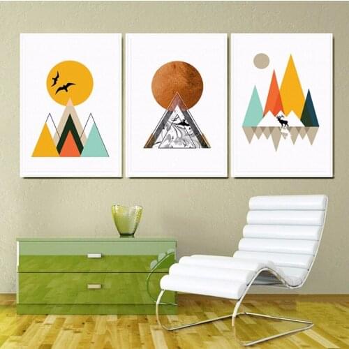 Mountain Peak Sunrise Nordic Poster Canvas Painting Wall Pictures for Living Room Wall Art Canvas Kids Room Home Decor No Frame