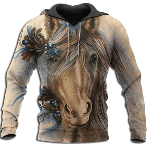 New 3D beautiful horse print sweatshirt with mens Hoodie Harajuku casual fashion Sweatshirt
