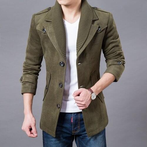 New 2020 Antunm Winter Fashion Woolen Coats Men Long Slim Jackets Male Overcoat Knitting Collar Plus Size 3XL LX795