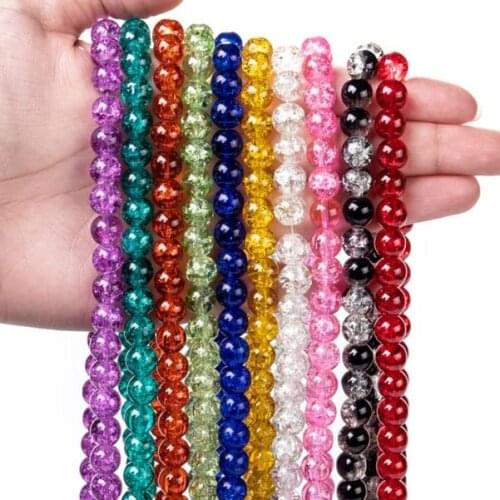 About 100pc/Strand 8mm Cracked Beads Snow Crackle Crystal Bead Double Colored Loose Spacer Beads for Jewelry Making DIY Bracelet