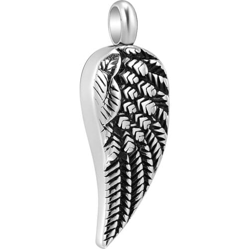 Memorial Jewelry Angel Wing Feather Stainless Steel Cremation Urn Necklace Hold Human/Pet Ashes For Women - Memorial Jewelry