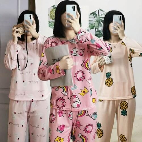 Long sleeve pajamas women in the spring and autumn winter plus-size women outside xia han edition ms wear pajamas