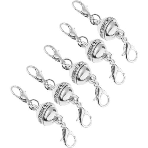 Prettyia 5Pcs 40x10mm Magnetic Lobster Clasp Rhinestone for Jewelry Bracelet