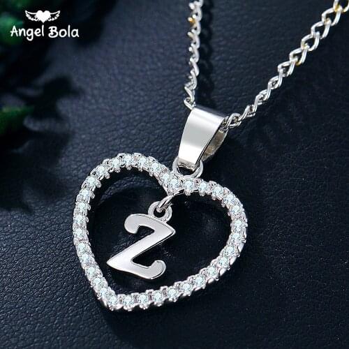Romantic Love Pendant Necklace for Girls 2019 Women Rhinestone Initial Letter Necklace Alphabet Gold Collars Trendy New Charms