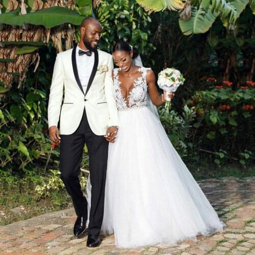 Ivory Groom Wedding Tuxedo Mens Suits Pants Smoking Shawl Lapel Jacket Best Man Blazer Costume Homme Slim Fit Terno Masculino