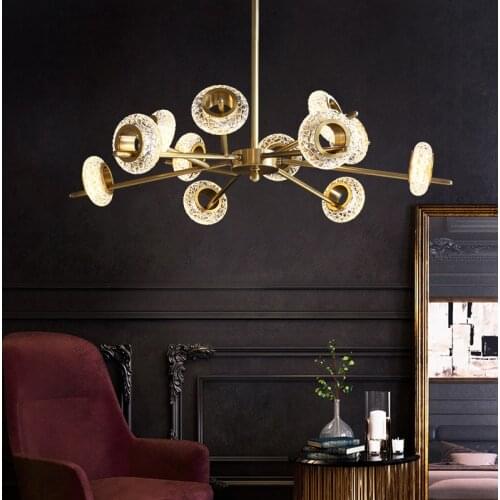 Light luxury postmodern living room chandelier atmospheric copper restaurant model room lamp