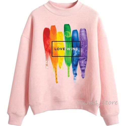 Sudadera mujer 2021 Pride Lgbt Gay Love Lesbian Rainbow Hoodies pink Sweatshirt women Harajuku oversized Hoodie femme tracksuit