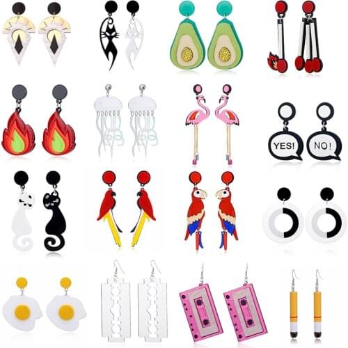 Women Punk Earrings Cartoon Animal Pandent Earrings Charm Hip Hop Girls Gift Stud Earring acrylic jewelry Evening Party Earring