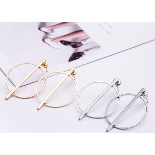10 pairs/lot Women Gold Silver Plated Big Circle Stud Earrings Large Hollow Round Earring Ear Accessories Jewelry