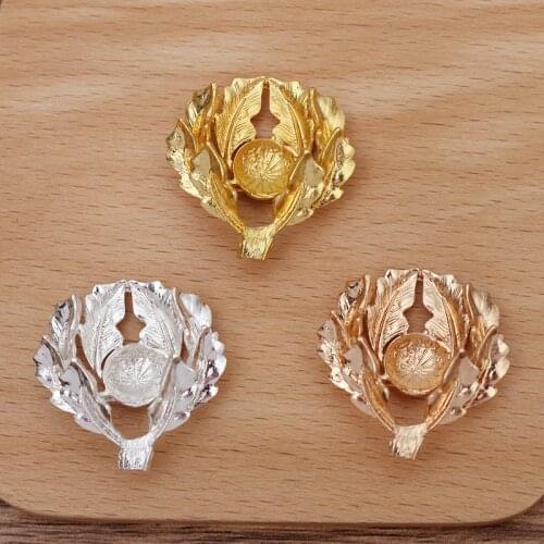 10 PCS 32*34mm KC Gold Silver Plated Flowers Leaf DIY Handmade Metal Alloy Accessories For Jewelry Making