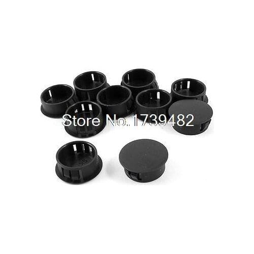 10pcs Black Plastic 25mm Dia Round Locking Hole Plugs Button Cover