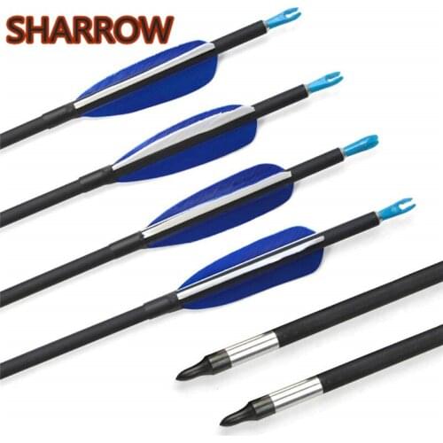 12pcs 32" Archery Carbon Arrow Spine 700 ID 5.2mm Carbon Arrows Replaceable Broadhead For Hunting Training Shooting Accessories
