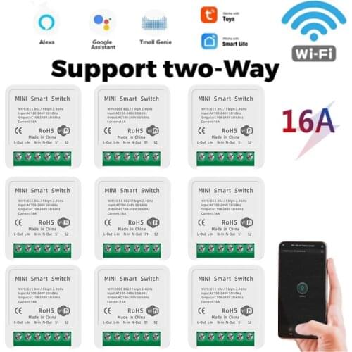 16A 2 Way DiY WiFi Smart Light Switch Relay Module Smart Home Smart Life/Tuya APP Remote Control Work With Alexa Google Home